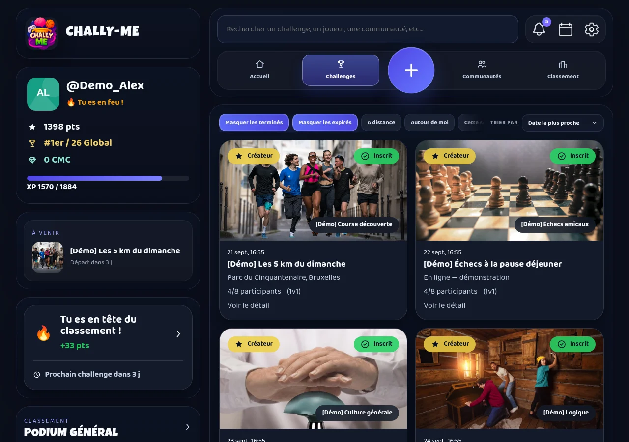 Chally Me : des challenges de course, d’échecs et de quiz réunis dans l’application